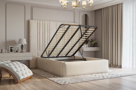 Marriott Upholstered Bed Frame Plush Ivory