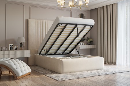 Marriott Upholstered Bed Frame Plush Ivory