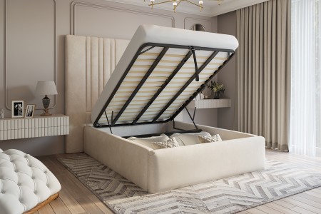 Marriott Upholstered Bed Frame Plush Ivory 2