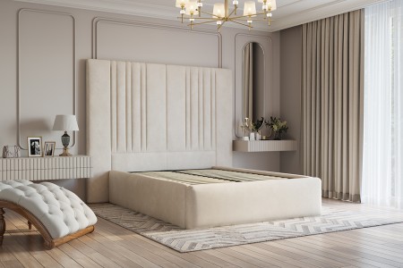 Marriott Upholstered Bed Frame Plush Ivory
