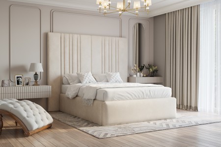 Marriott Upholstered Bed Frame Plush Ivory