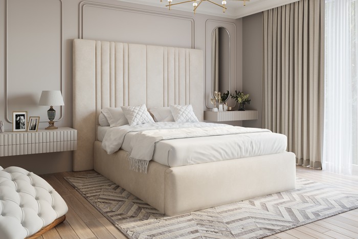 Marriott Upholstered Bed Frame Plush Ivory