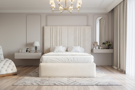 Marriott Upholstered Bed Frame Plush Ivory