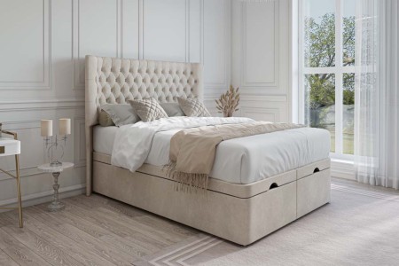 Harewood Curved Chesterfield Headboard and Ottoman Storage Divan