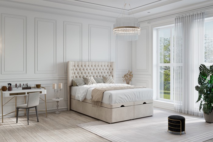 Harewood Curved Chesterfield Headboard & Ottoman Storage Divan