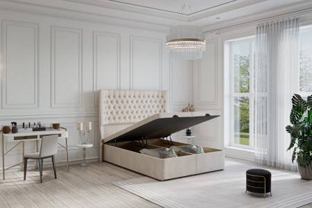 Harewood Curved Chesterfield Headboard & Ottoman Storage Divan