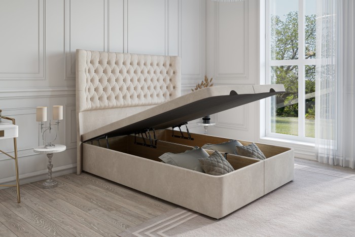 Harewood Curved Chesterfield Headboard & Ottoman Storage Divan