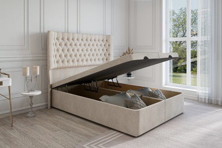 Harewood Curved Chesterfield Headboard & Ottoman Storage Divan