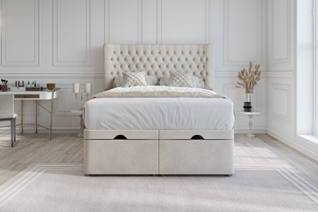 Harewood Curved Chesterfield Headboard & Ottoman Storage Divan