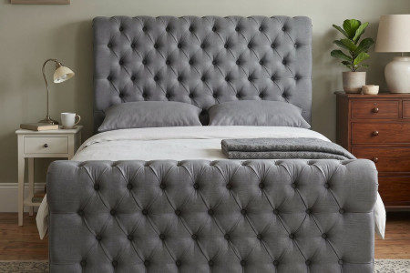 New Sleigh Chesterfield Upholstered Bed Frame | Magna Beds