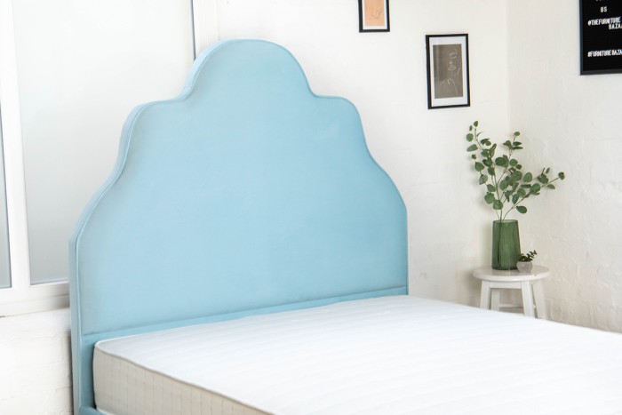 Light blue store upholstered bed frame