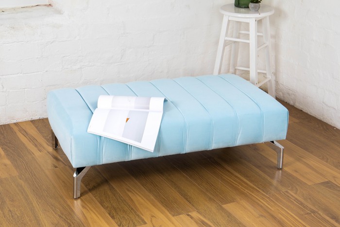 Linear Upholstered Table Stool Linen - Black - Small 61x41cm