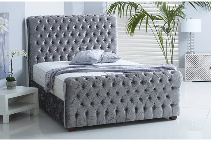 New Sleigh Chesterfield Upholstered Bed Frame