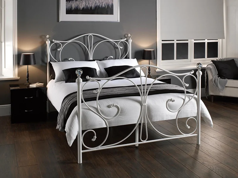 White Florence metal bed frame