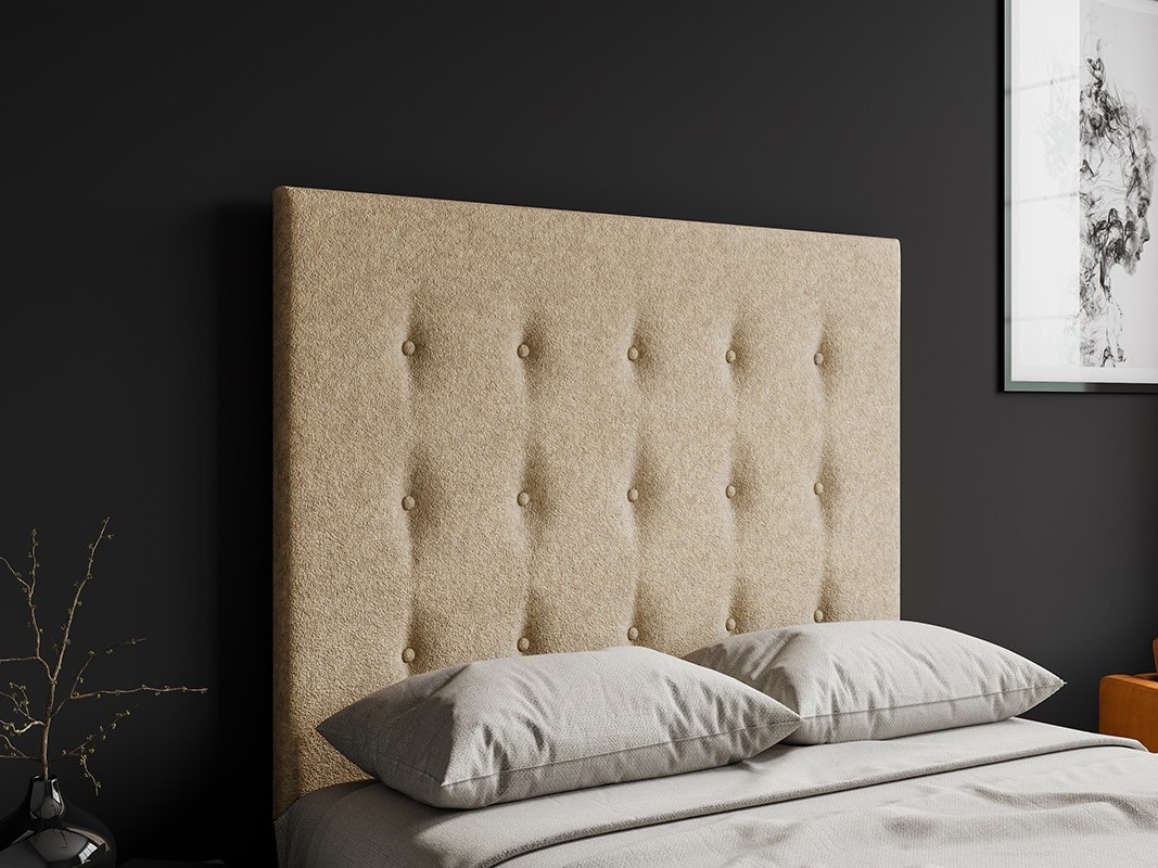 Retro Wall Mount Upholstered Headboard 3ft Single - Andora Wool - Ivory